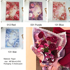 Papier d'emballage floral en dentelle française, papier d'emballage pour bouquet imprimé « Love <span class=keywords><strong>Forever</strong></span> » pour fleuristes, Saint-Valentin, mariage - Product Image 2