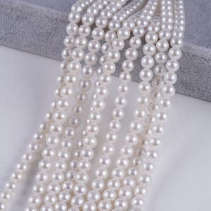 Collier de perles d'eau douce naturelles blanches Zhuji 7-8 mm, perles semi-finies, bracelet DIY, perles blanches en vrac, bijoux en gros - Product Image 5