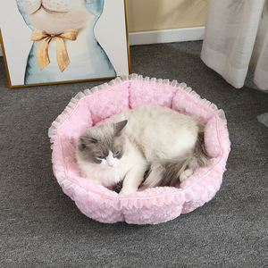 Rutschfester Boden Weich und Bequem Luxuriöses Rosa Umweltfreundliches Maschinenwaschbares Abnehmbares Rundes Hundebett für das Ganze Jahr - Product Image 5