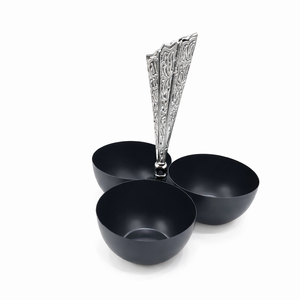 Bol à noix 3 compartiments avec poignée argentée pour hôtel de luxe, bol de service antique à prix de gros - Product Image 4