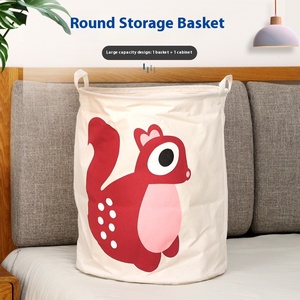 Cesta de almacenamiento redonda de tela plegable para bebés, cesto de ropa sucia y juguetes, caja de almacenamiento de juguetes para niños - Product Image 2