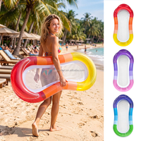 Hamac gonflable en PVC dégradé arc-en-ciel, flottant, respirant, en maille douce, pliable, pour piscine d'été