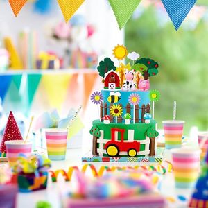 Set <span class=keywords><strong>de</strong></span> Adornos para Pastel <span class=keywords><strong>de</strong></span> Cumpleaños con Temática <span class=keywords><strong>de</strong></span> Animales <span class=keywords><strong>de</strong></span> Granja, Decoración para Pastel con Diseño <span class=keywords><strong>de</strong></span> Vaca, <span class=keywords><strong>Gallo</strong></span>, Cerdo, Granero, Abeja, Flor y Árbol, Artículos para Fiestas - Product Image 4