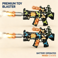 Pistolet Mitrailleur Électronique en Plastique Camouflage pour Garçons avec Lumières, Sons et Vibrations