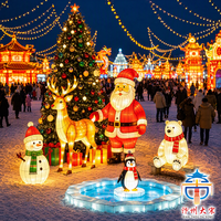 Sculpture lumineuse de Père Noël pour l'intérieur et l'extérieur |   Lanterne géante en soie illuminée, décoration de Noël