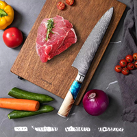 Ensemble de couteaux de cuisine professionnels de haute qualité, 7 pièces, en acier Damas, lame fixe et affûtée, forgée sur mesure
