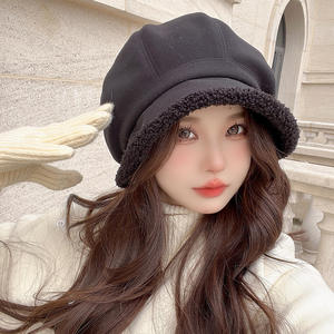 Gorro de Pescador para Mujer, Otoño/Invierno, Forrado de Lana, Estilo Japonés, Gorro de Cubo, Cálido, Cubre Orejas, Moderno, para Ciclismo y Montañismo - Product Image 1