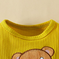Ensemble mode été européen-américain pour bébé fille : veste en coton brodée à manches longues + pantalon imprimé nœud + bandeau