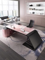 Table de bureau de luxe rose, mobilier de bureau, bureau de direction rose, ensemble de mobilier de salon rose, chaise de bureau rose, accessoires de bureau