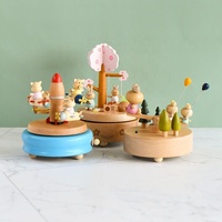 Ever Bright Girls' Happy Birthday Carrousel Music Box New Wood Rotating Ballet Dancer for Kids Perfect Birthday Gift
