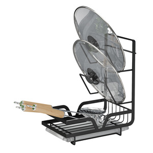 ที่วางฝาหม้อแบบไม่ต้องเจาะ สแตนเลส ติดผนัง ชั้นวางครัวอเนกประสงค์ สำหรับฝา ที่รองตัด และอุปกรณ์ครัว - Product Image 5