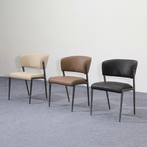 Chaise de salon moderne en cuir PU, dossier solide, pieds en métal, design ergonomique, style minimaliste, meubles pour la maison - Product Image 1