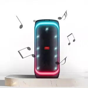 T Speaker Karaoke portabel 6.5 inci ganda lampu warna-warni Speaker pesta nirkabel RMS 40W dengan fungsi TWS