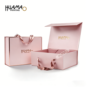 Boîte cadeau pliable haut de gamme OEM avec fermeture magnétique et poignée en ruban pour cadeaux de luxe, cosmétiques, vêtements et cadeaux d'entreprise - Product Image 1