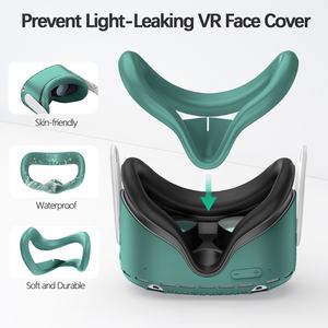 ชุดซิลิโคนสามชิ้นสำหรับ <span class=keywords><strong>Oculus</strong></span> สำหรับ meta Quest 2หน้าฝาครอบเลนส์หมวกจอยสติ๊กหมวกป้องกันแสงอุปกรณ์เสริมสำหรับเกม - Product Image 4