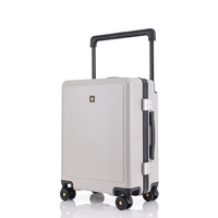 Valise à cadre en plastique PC avec poignée large ; Sac de voyage épaissi haute capacité ; Bagage cabine 20 pouces ; Imperméable et antibactérien