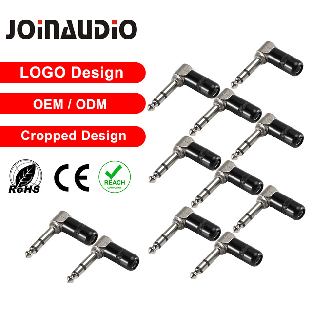 CE Short Barrel Akai Right Angle 1/4 6.35mm Mono Male Audio L Plug Connector Low Profile for Speaker Guitar Patch Cable