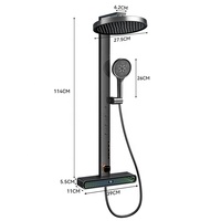 Système de douche thermostatique intelligent de luxe moderne 2026, ensemble de douche en laiton avec jets de massage lombaire, pluie LED, changement de couleur, fixation murale souple