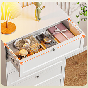 ตู้ลิ้นชักสีขาวห้าชั้นพร้อมกระจกและท็อปตกแต่งสำหรับใช้ในบ้าน - Product Image 3