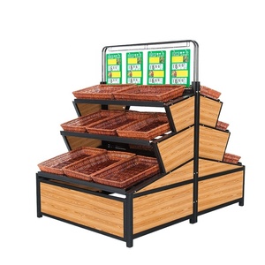 New Design Wooden Fruit and Vegetable Display shelves