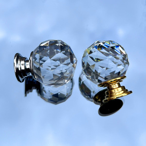 Xiduo Crystal Glass Handle Round Minimalist <b>Drawer</b> Cabinet <b>Knob</b> Durable Plated Finish Universal Fit - Product Image 2