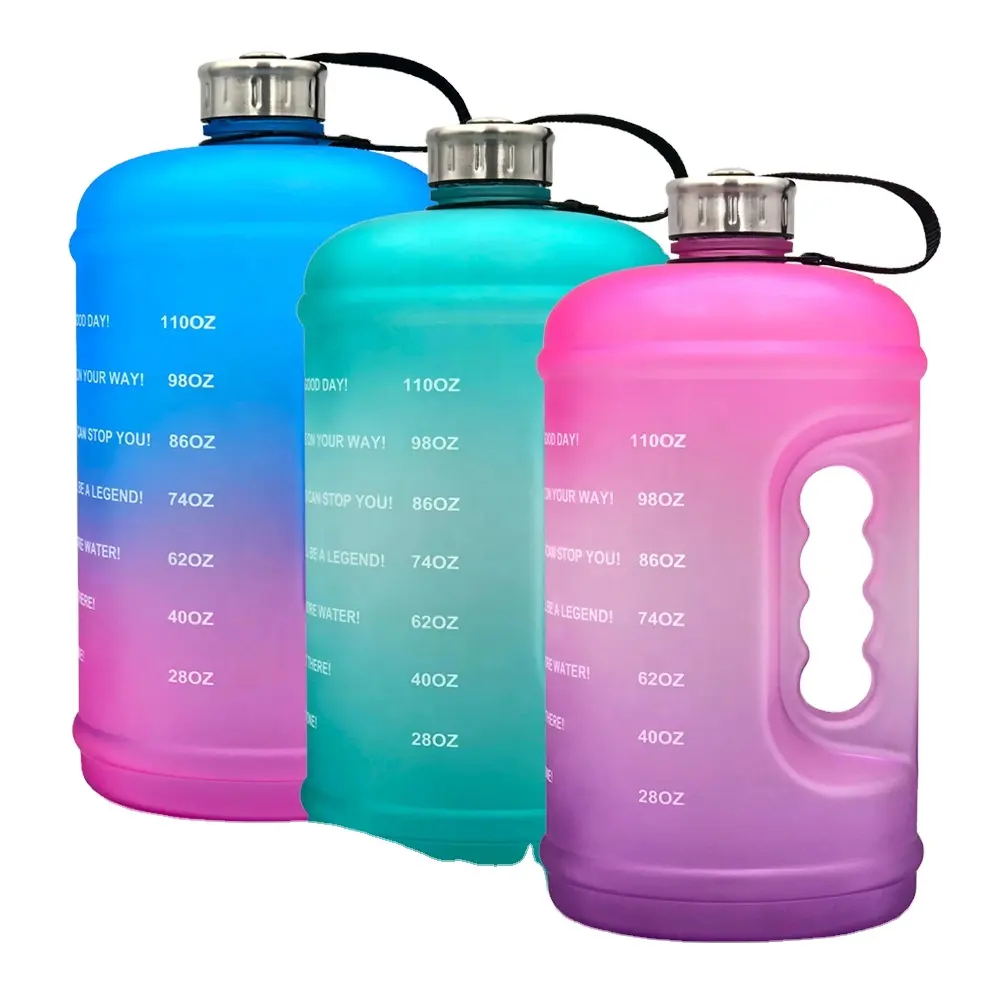 1 gallone borraccia acqua Fitness con Logo personalizzato con paglia bottiglie d'acqua palestra 1 gallone brocca d'acqua con il tempo di marcatura con ganci