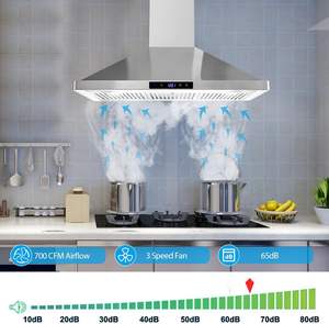 <span class=keywords><strong>Hotte</strong></span> de cuisine à montage mural de 36 pouces 700 CFM avec <span class=keywords><strong>conduit</strong></span> convertible canalisé/sans <span class=keywords><strong>conduit</strong></span>, contrôle tactile, filtres permanents - Product Image 2