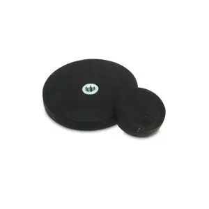 Durable Rubber Coated Magnetic Round Base Neodymium Pot Magnets With Internal Thread