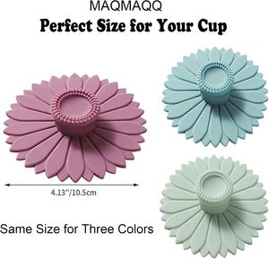 Food-Grade Silicone Sunflower Design Cup Lid Seals Dustproof <b>Drinkware</b> <b>Accessories</b> That Fit Tea Mug Glass Ceramic Cups - Product Image 3