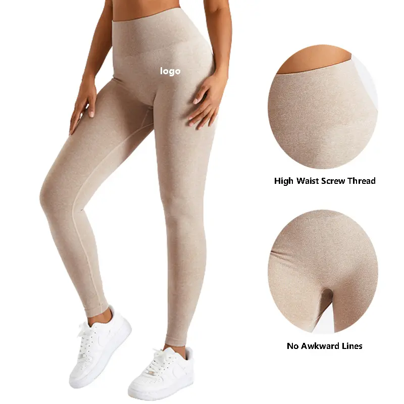 Logo Kustom Celana Yoga Gym Pinggang Tinggi Celana Ketat Bambu Tren Baru Fashion Angkat Pantat Legging Yoga Mulus untuk Wanita