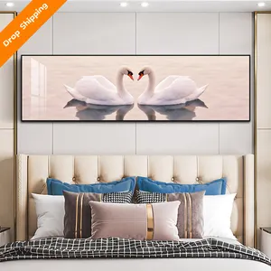 Moderne Populaire Home Slaapkamer Nachtkastje Schilderen Decoratie Romantische Zwaan Kristal Porselein Wall Art Schilderen