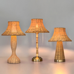 Personalizzabile naturale fatto a mano in Rattan tessuto tavolo <span class=keywords><strong>E14</strong></span> in bambù <span class=keywords><strong>paralume</strong></span> regolabile per banchetti di nozze ristoranti decorazioni per la casa - Product Image 3