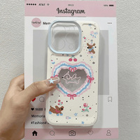 Casing HP Anti Benturan Lembut Motif Kartun Hati Anjing Ceri untuk 17 Pro Max 16 Plus Gaya Kreatif Terlaris 14 13