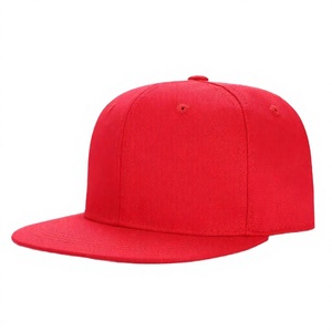 <b>Red</b> 6-Panel Snapback Cap Unisex Cotton Twill Flat Brim Casual Hat Fitted 58-60CM Solid Color - Product Image 1