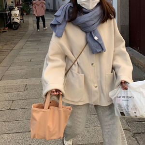 Bolso Tote Mini de Lona de 7 Pulgadas, Diseño de Color Sólido con Empalmes, para Uso Diario, Primavera 2025 - Product Image 1