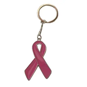 批发粉红色丝带乳腺癌意识钥匙扣