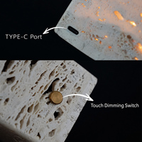 Lampe décorative en travertin naturel de qualité supérieure, rechargeable par USB, pour chambre à coucher, hall d'hôtel, salle d'exposition, ornement, OEM ODM disponible