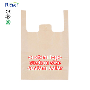 Custom Printed Plastic T Shirt Shopping Bag Vest Handle Retail Carrier Bag for Supermarket Grocery Store <b>Packaging</b> OEM Service - Product Image 1