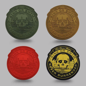 ÉVIER <span class=keywords><strong>ou</strong></span> NAGER NE JAMAIS SE RENDRE Écologique PVC Chenille Caoutchouc Fer-Sur Étanche Brodé Moral Badge - Product Image 1