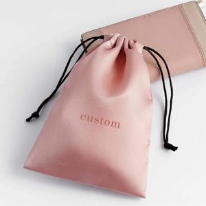 Custom Logo Printed <b>Small</b> Satin <b>Drawstring</b> Gift <b>Bag</b> Luxury Silk <b>Small</b> Pouch for Shopping for Personalized Gifting - Product Image 3