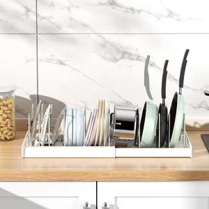 Extendable Non-folding <b>Dish</b> <b>Rack</b> Countertop Drainer Pot Lid Organizer Kitchen Storage Cabinet Single Tier Eco-friendly Powder - Product Image 3