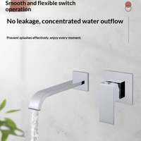 Robinet de lavabo mural encastré moderne et minimaliste en cuivre, à double commande chaud-froid, pour hôtel, fourni par un fabricant transfrontalier