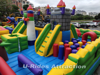 U-Rides Portable PVC Gonflable Dinosaur Park & Dragon Tower Castle City Fun Maze pour les Enfants