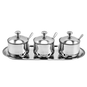 Bộ Nồi Gia Vị Bằng Thép Không Gỉ Với Thìa Cốc Đường Chai Gia Vị Sáng Tạo Bộ Hộp Gia Vị Nhà Bếp - Product Image 1