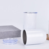 Gobelet à vin droit blanc de 12 oz en acier inoxydable pour sublimation, avec couvercle, en stock entrepôt USA