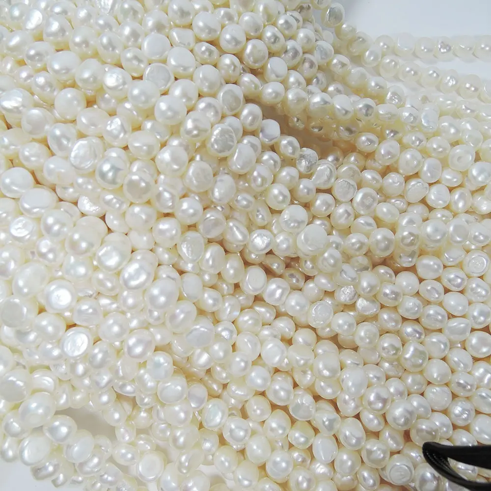 Perle naturelle baroque perle en vrac perle d'eau douce en gros en brin de haute qualité 6.3-7.3mm pépite en gros