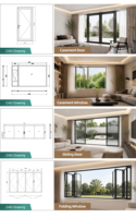 Ventana Abatible y Giratoria de Aluminio con Rotura de Puente Térmico, Moderna, Aislada y de Ahorro Energético para Climas Fríos, Residencial, Venta al Por Mayor