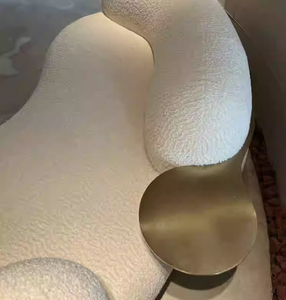 Canapé incurvé créatif de style crème en tissu personnalisable, canapé en tissu velours d'agneau décontracté en forme de pois - Product Image 3