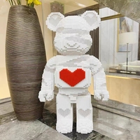 Idées créatives amour ours brutal 55CM grand modèle ours brique avec lumière blocs de construction brique jouets enfants cadeau d'anniversaire