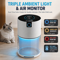 Purificateur d'air pour animaux de compagnie à infrarouge avec mode automatique, chambre de collecte des poils transparente, filtre HEPA H13, 150 m³/h pour les pièces jusqu'à 18 m² ㎡
